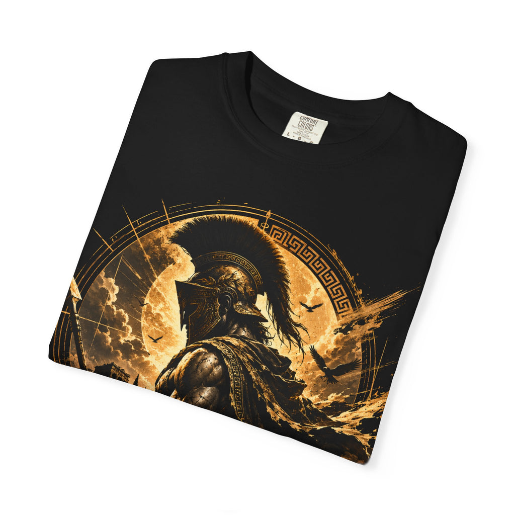 Achilles Warrior Illustration T-shirt | Spartan Helmet Greek Mythology Tee
