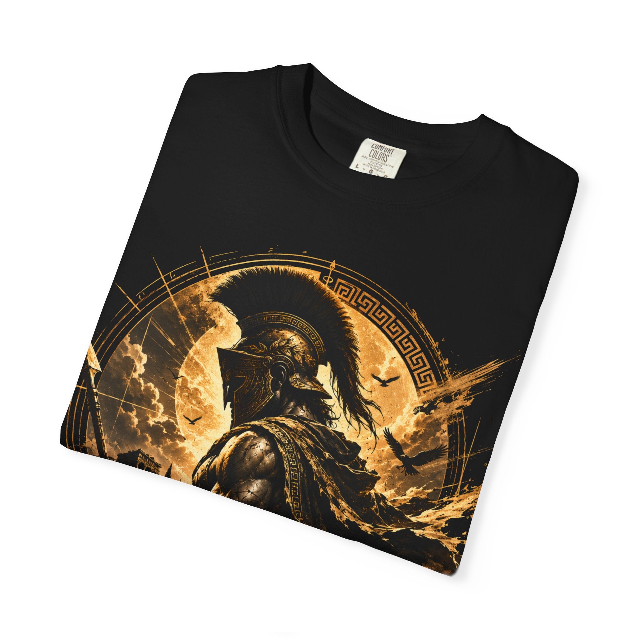 Achilles Warrior Illustration T-shirt | Spartan Helmet Greek Mythology Tee