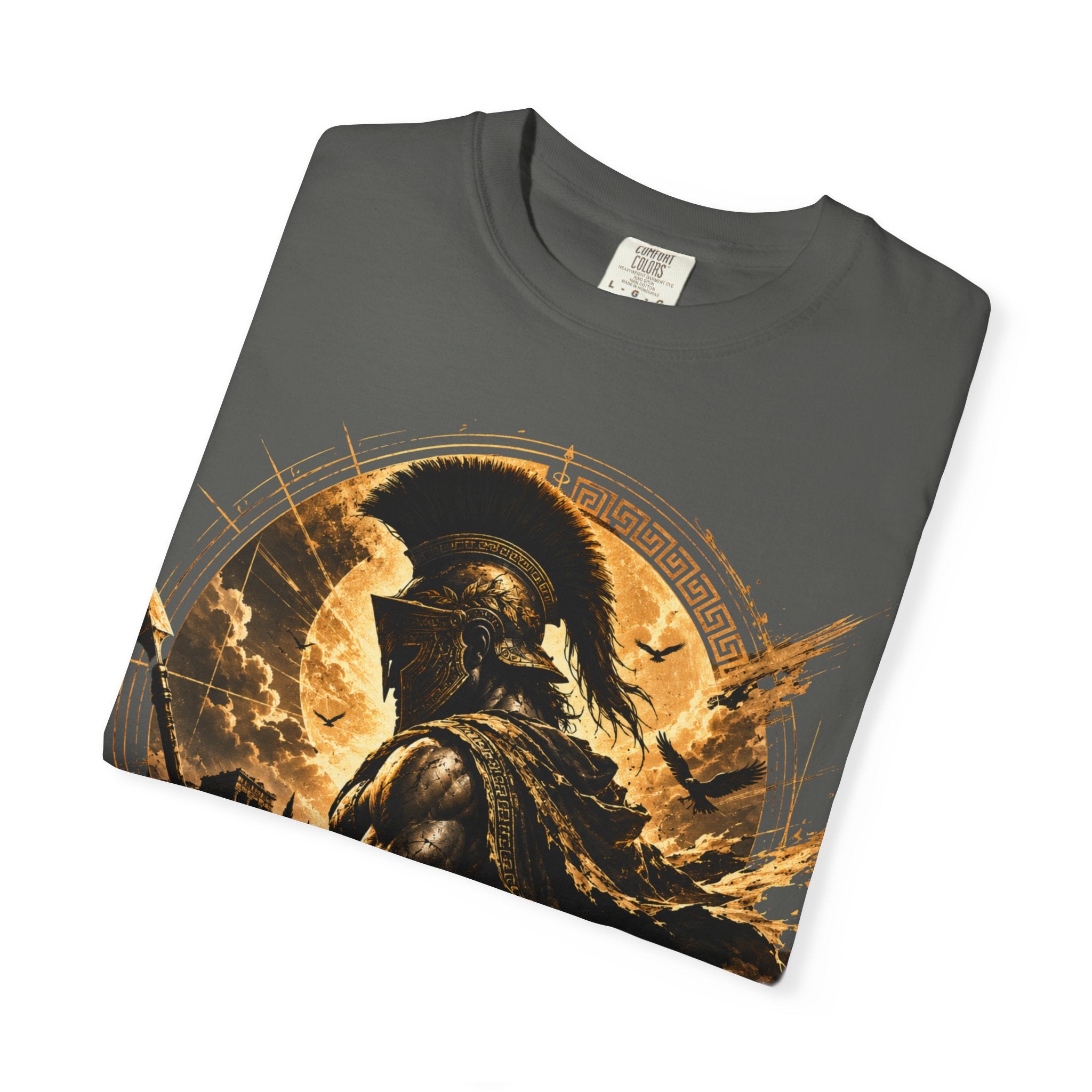 Achilles Warrior Illustration T-shirt | Spartan Helmet Greek Mythology Tee