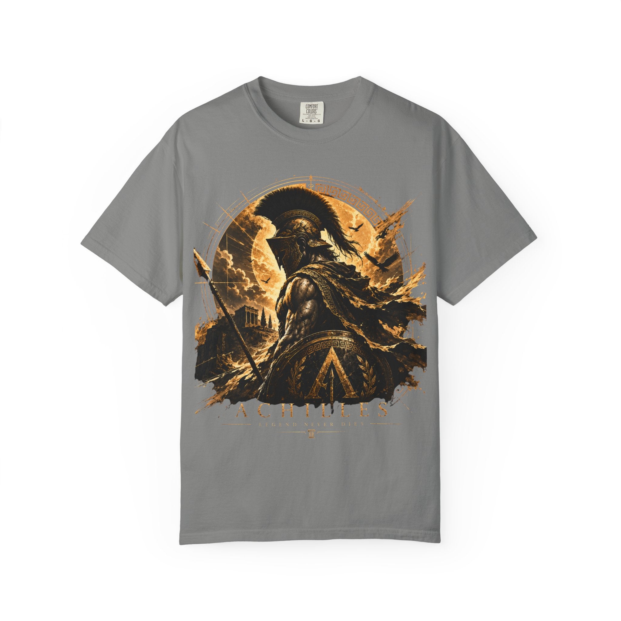 Achilles Warrior Illustration T-shirt | Spartan Helmet Greek Mythology Tee