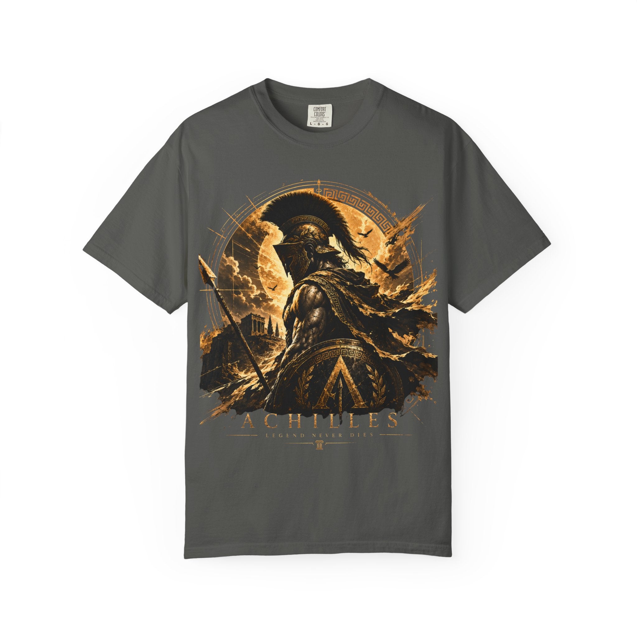 Achilles Warrior Illustration T-shirt | Spartan Helmet Greek Mythology Tee