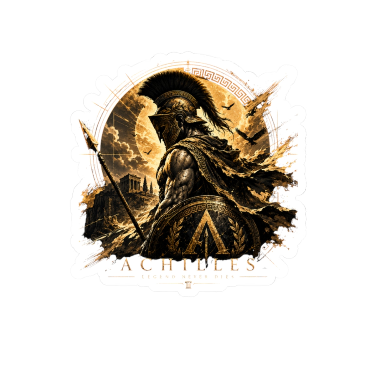 Achilles Warrior Helmet sticker | Kiss-Cut Sticker, Mythology Spartan Design