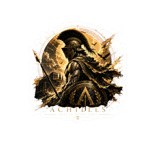 Achilles Warrior Helmet sticker | Kiss-Cut Sticker, Mythology Spartan Design