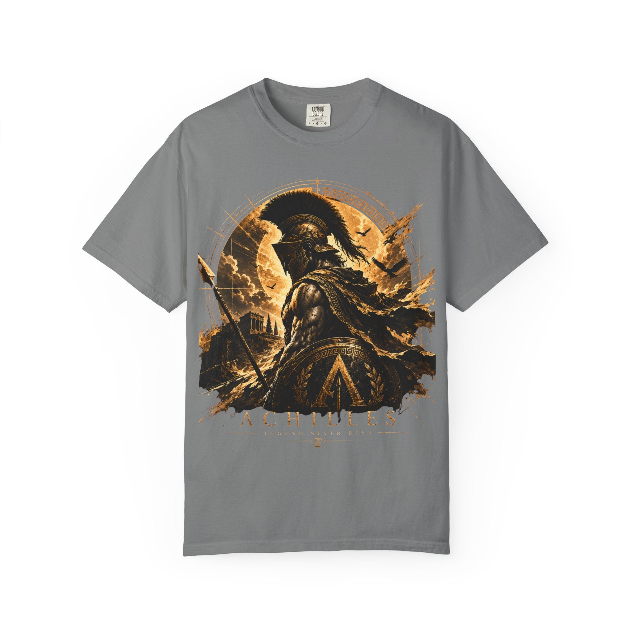 Achilles Warrior Illustration T-shirt | Spartan Helmet Greek Mythology Tee