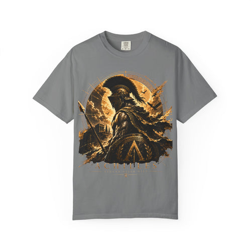 Achilles Warrior Illustration T-shirt | Spartan Helmet Greek Mythology Tee