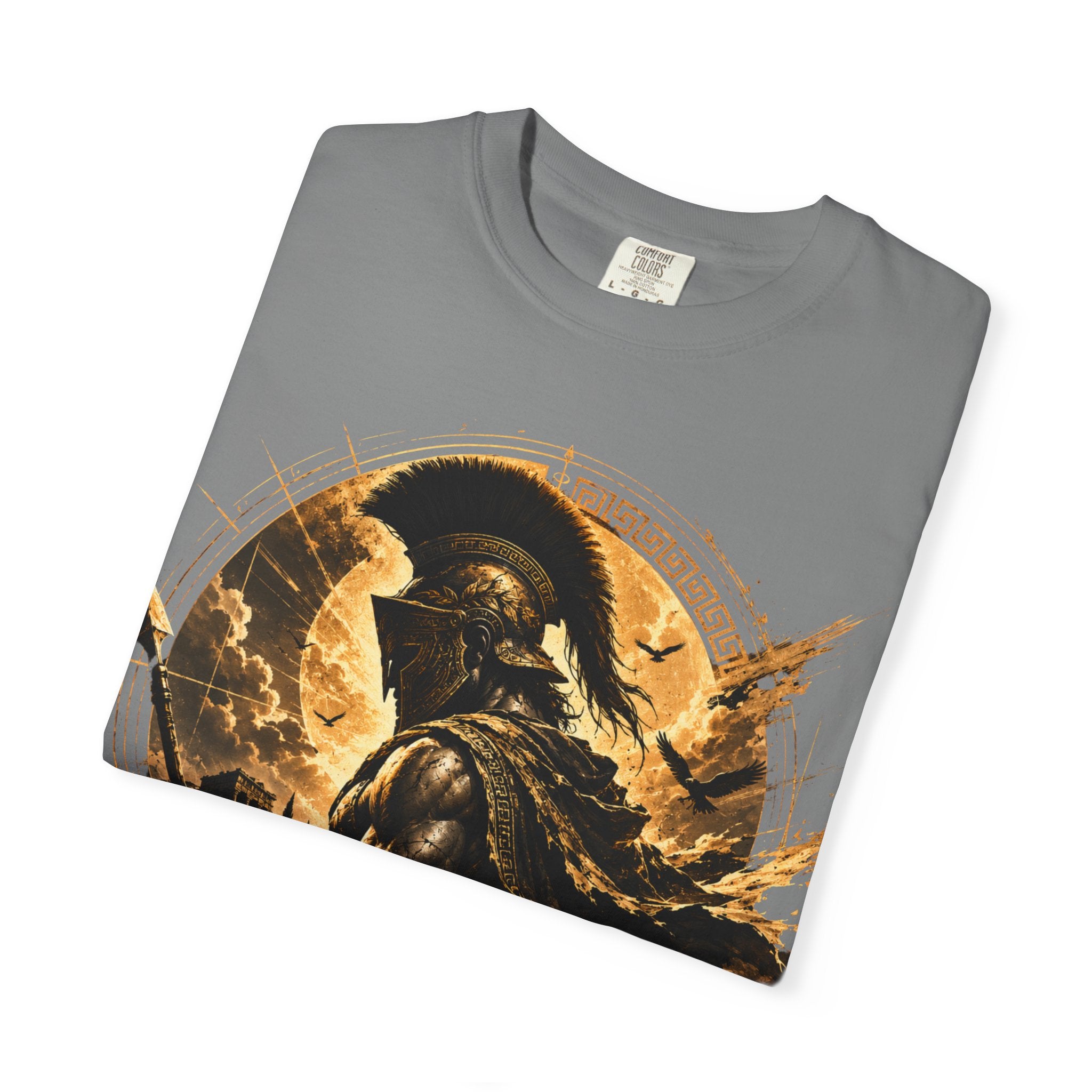 Achilles Warrior Illustration T-shirt | Spartan Helmet Greek Mythology Tee