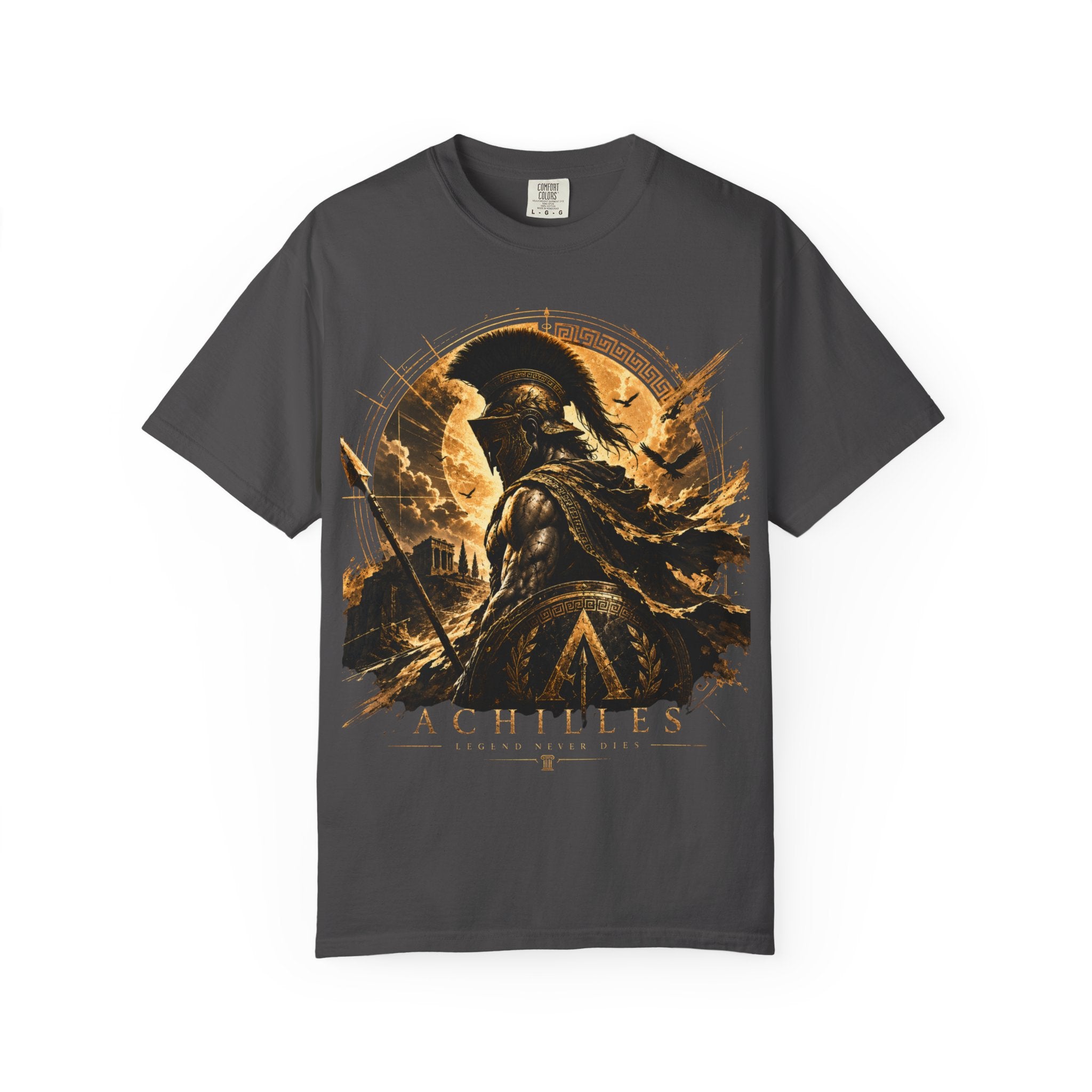 Achilles Warrior Illustration T-shirt | Spartan Helmet Greek Mythology Tee
