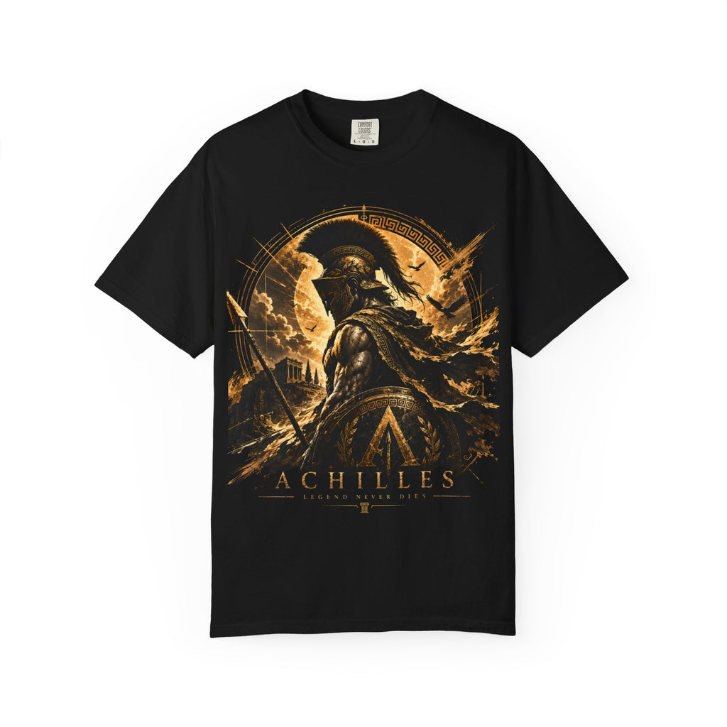 Achilles Warrior Illustration T-shirt | Spartan Helmet Greek Mythology Tee