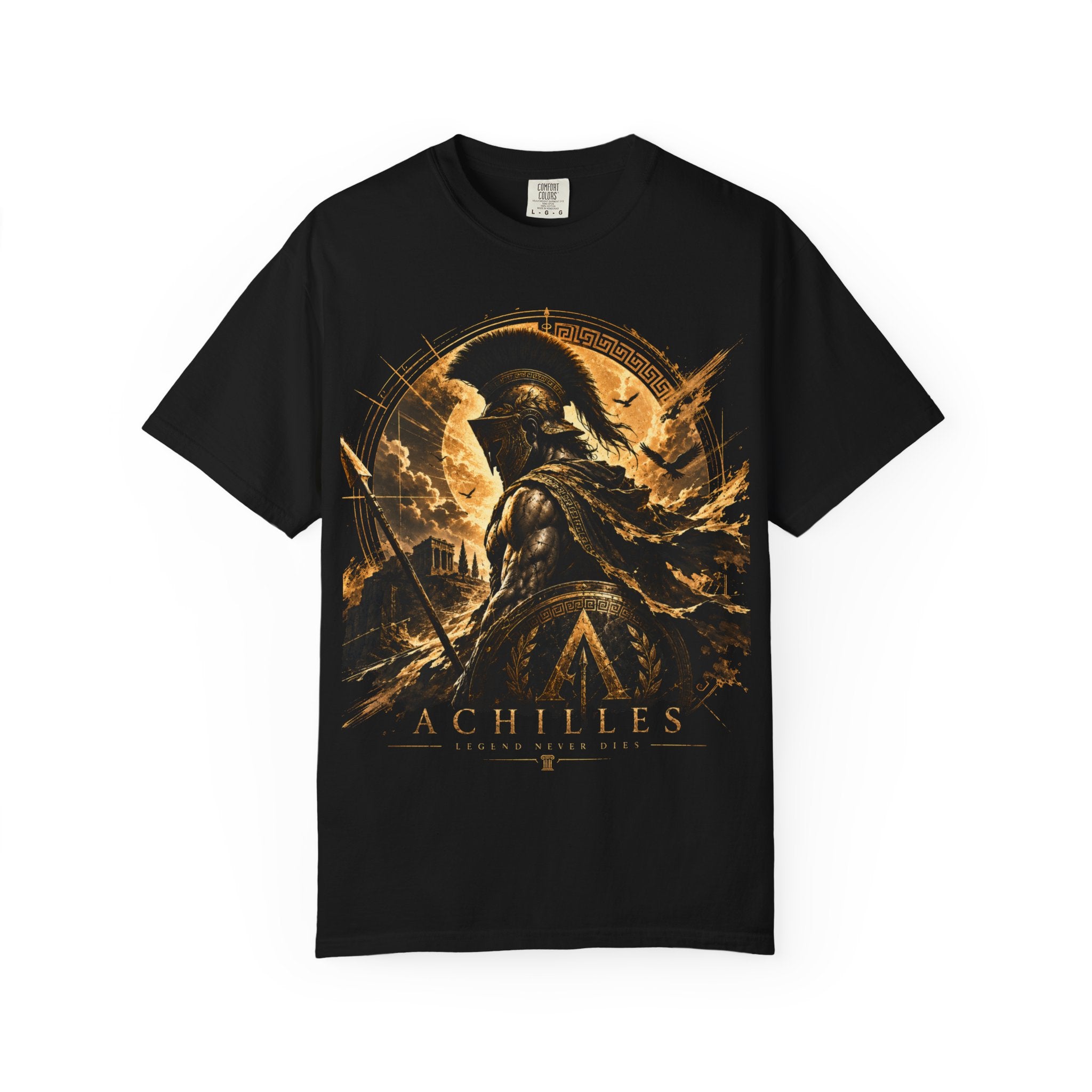 Achilles Warrior Illustration T-shirt | Spartan Helmet Greek Mythology Tee