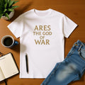 Ares Greek God, Minimalist T-Shirt - Realistic Battle Scars Design - Perfect Gift for Mythology Enthusiasts,