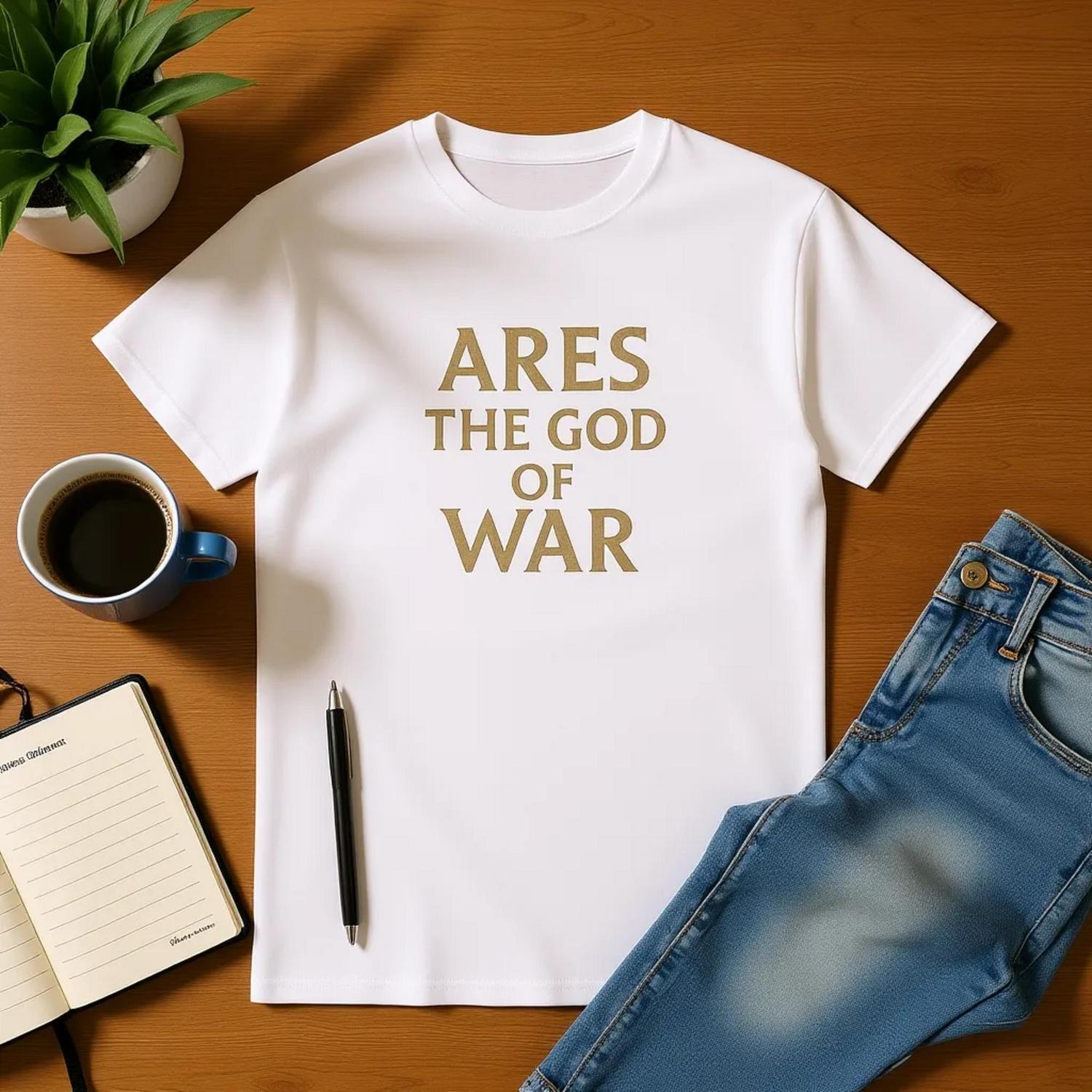 Ares Greek God, Minimalist T-Shirt - Realistic Battle Scars Design - Perfect Gift for Mythology Enthusiasts,