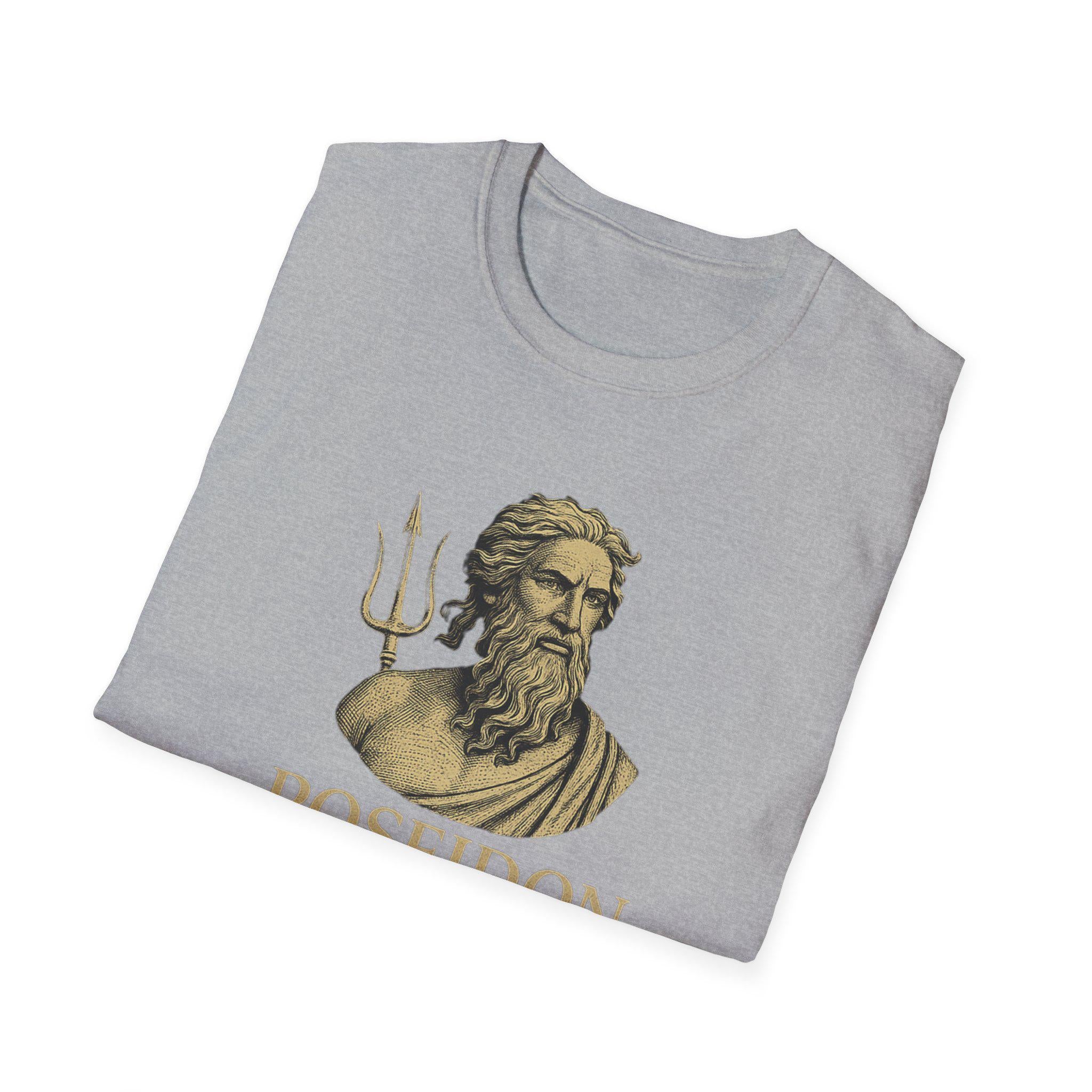 Greek God Poseidon Unisex Tee Shirt, Mythology Beach Ocean Top, Neptune Men Women Tshirt, Mythical Sea King Camiseta, Sea Deity Shirt, Greek
