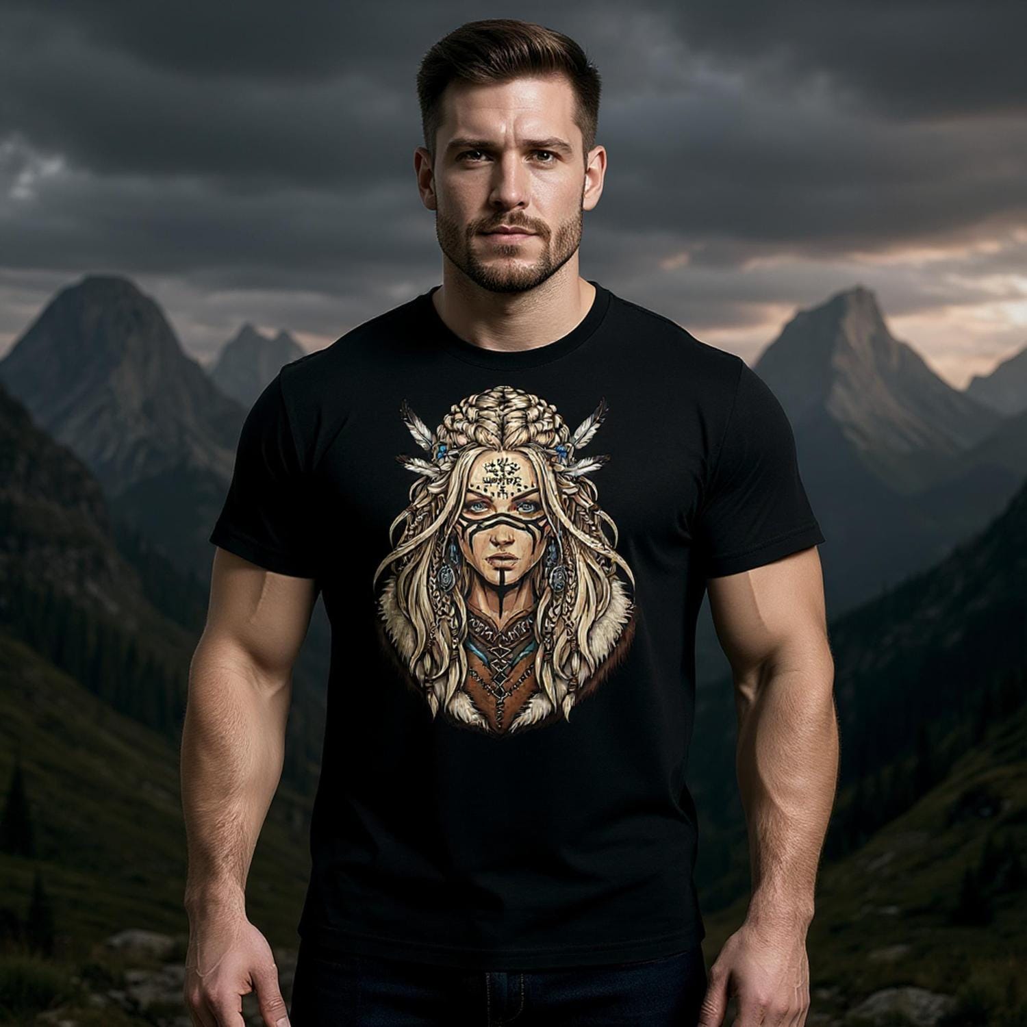 Shaman Girl T-Shirt, Minimalist Spiritual Soul Tee, Tribal Art Clothing