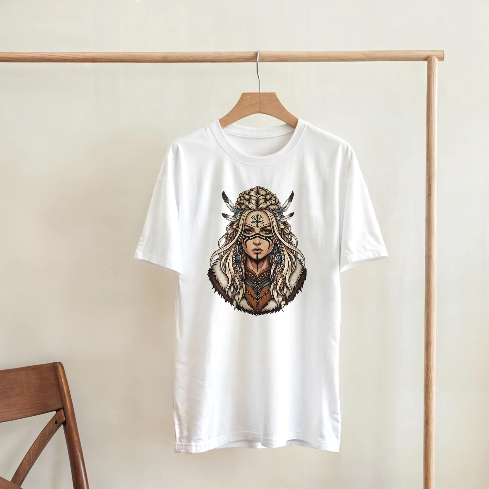 Minimalist Shaman Girl T-Shirt - Handmade Cotton Tee - Casual Wear & Unique Design
