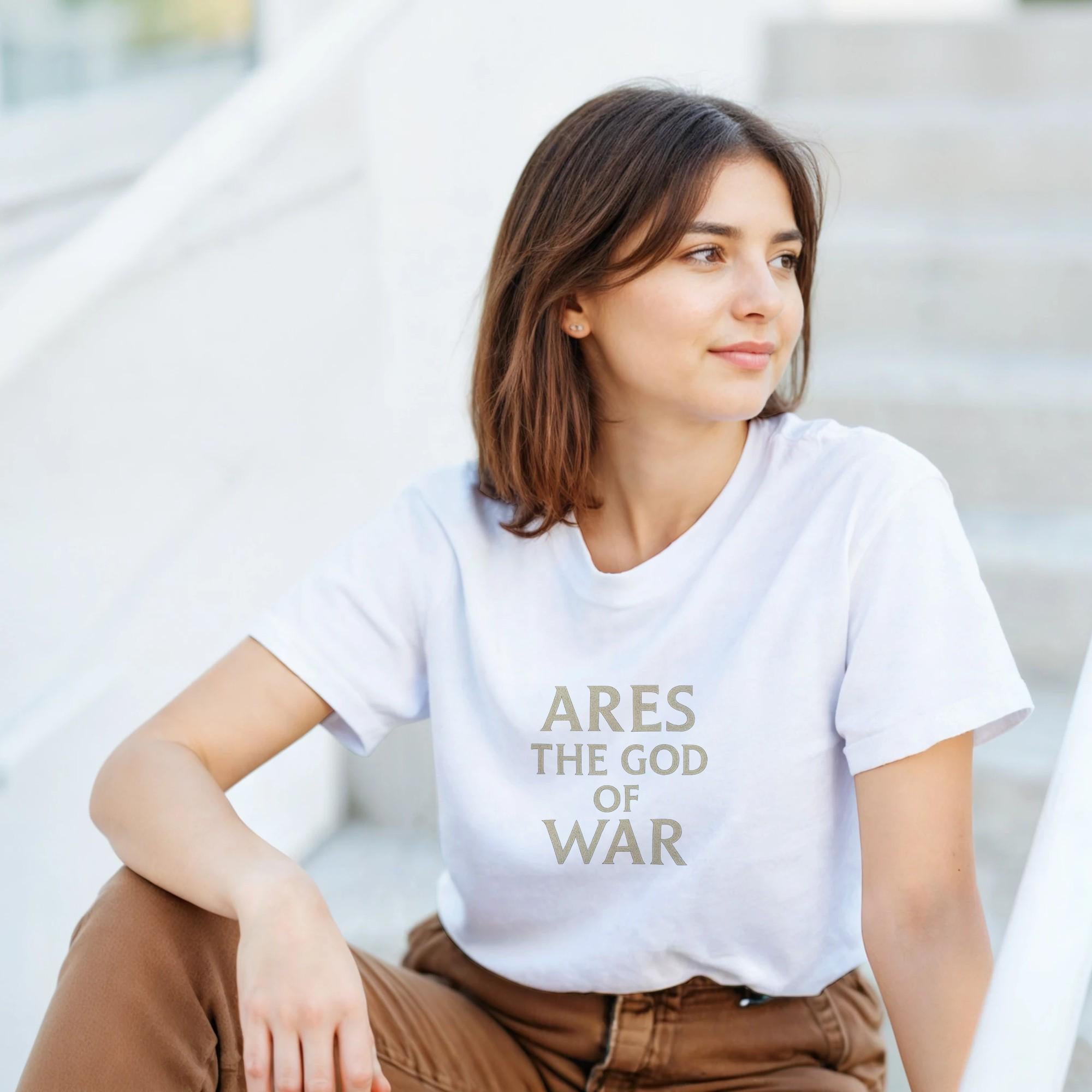 Ares Greek God, Minimalist T-Shirt - Realistic Battle Scars Design - Perfect Gift for Mythology Enthusiasts,