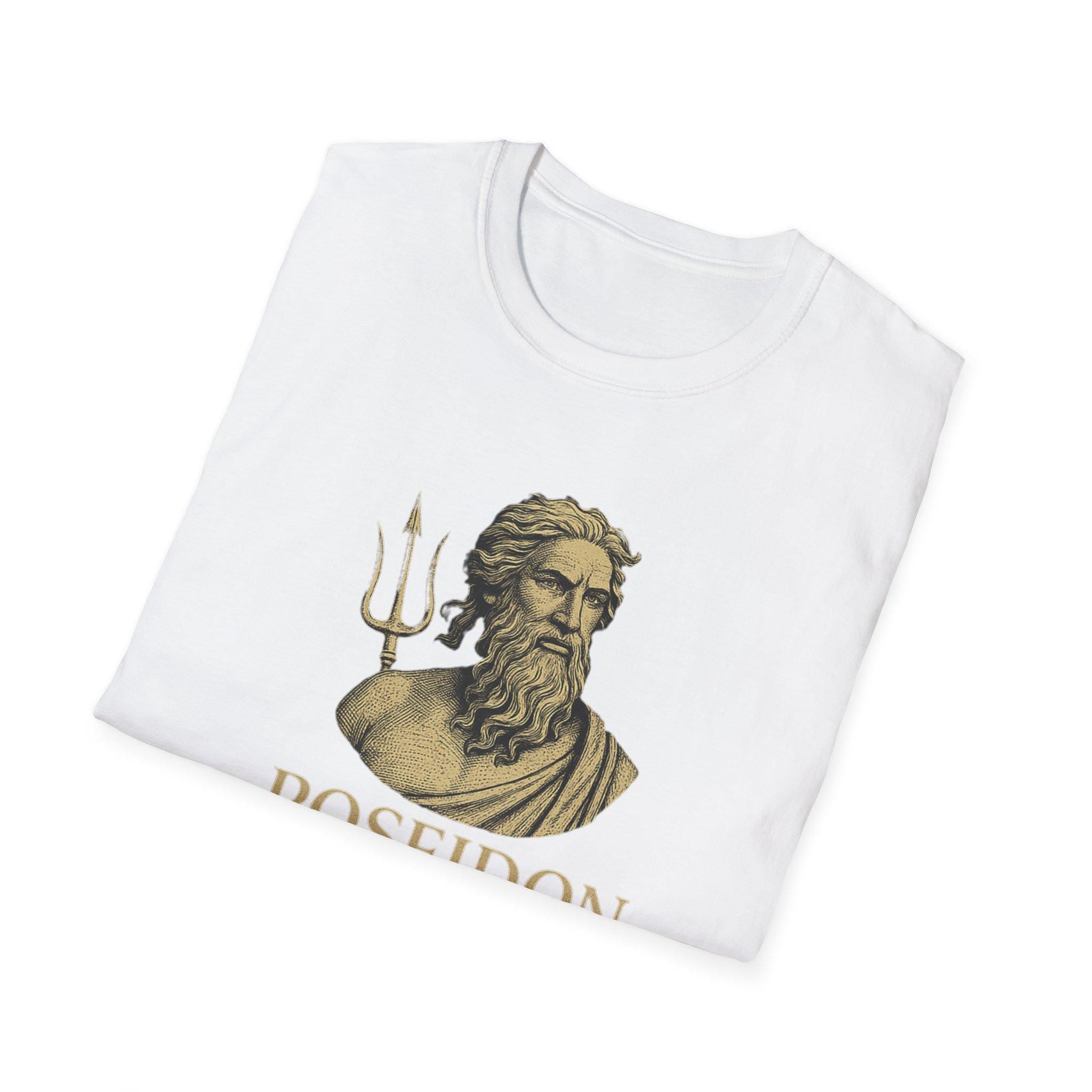 Greek God Poseidon Unisex Tee Shirt, Mythology Beach Ocean Top, Neptune Men Women Tshirt, Mythical Sea King Camiseta, Sea Deity Shirt, Greek