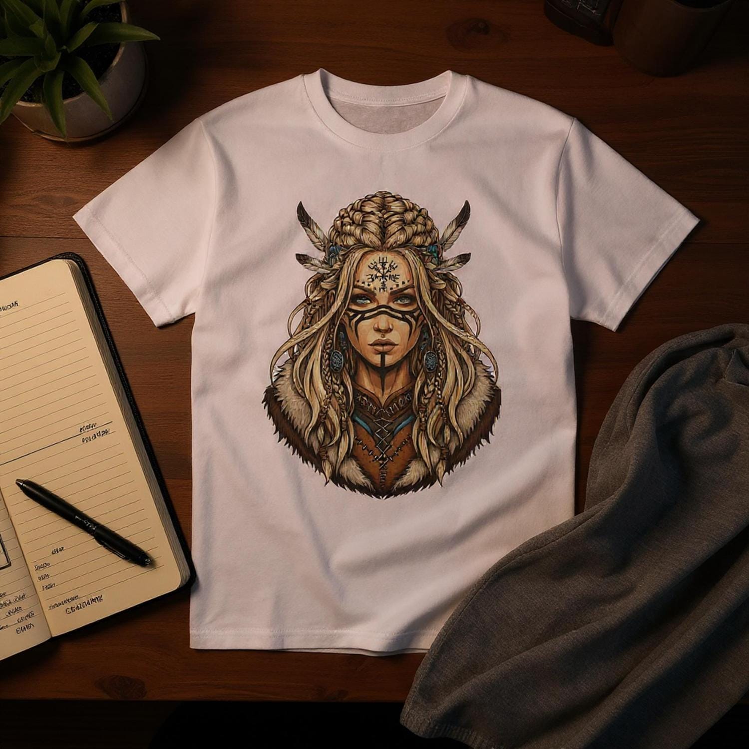 Minimalist Shaman Girl T-Shirt - Handmade Cotton Tee - Casual Wear & Unique Design